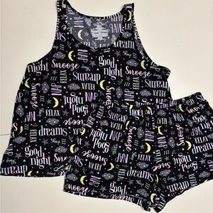 Women's Black Sleepwear Set with Good Night Print